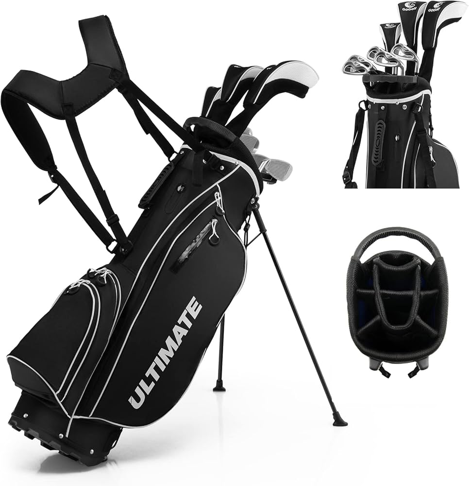 Tangkula Men's Complete Golf Clubs Package Set 10 Pieces Right Hand, Includes 460cc Alloy Driver, 3# Fairway Wood, 4# Hybrid, 6#, 7#, 8#, 9# & P#